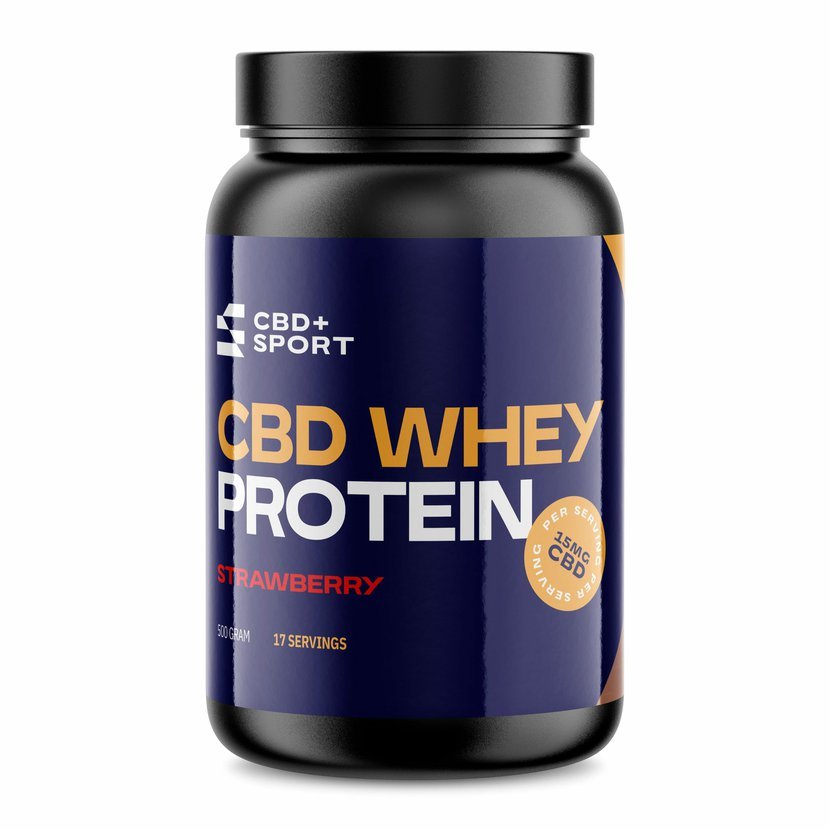 CBD Whey Protein, Morango, 255 mg, 17 X 15 MG, 500 G – CBD+Sport