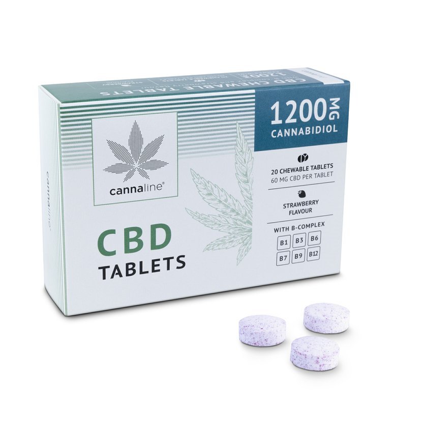 Comprimidos de CBD com Bcomplex, 1200 mg CBD, 20 x 60mg - Cannaline