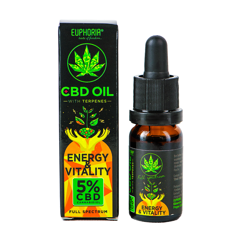 CBD Oil 5% com Terpenos, 10ml, 500 mg - Energy & Vitality - Euphoria