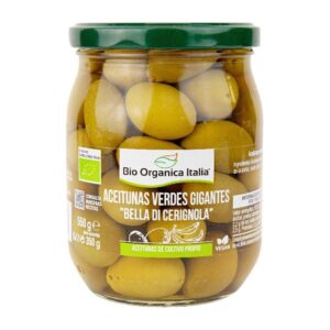 Azeitos verdes de gênero Bella di Cerirelola BIO 550G Itália orgânica