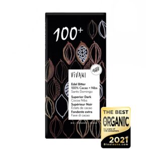 Chocolate preto 100% com pontas de cacau bio 80g Vivani