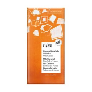 Chocolate preto 44% com leite, caramelo e salbado bio 100g Vivani