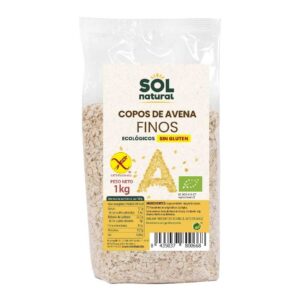 Flocos de aveia sem glúten fino bio 1 kg de sol natural