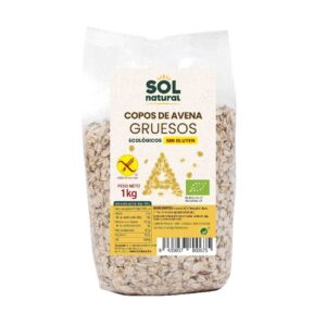 Flocos de aveia sem glúten grossos bio 1 kg de sol natural
