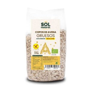 Flocos de aveia sem glúten grossos bio 500g sol natural