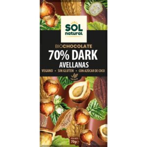 70% de comprimido de chocolate escuro e bio 70g natural azle