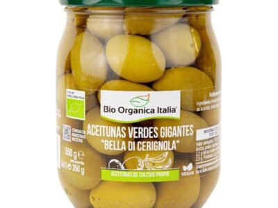 Azeitos verdes de gênero Bella di Cerirelola BIO 550G Itália orgânica