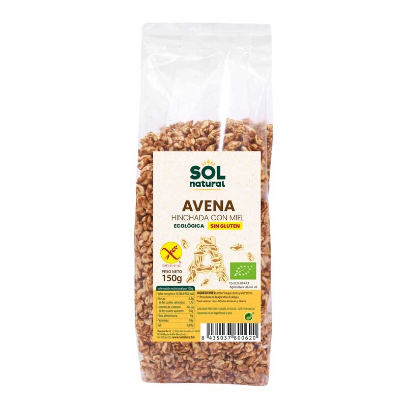 Aveia inchada com mel sem glúten 150g Natural Sun