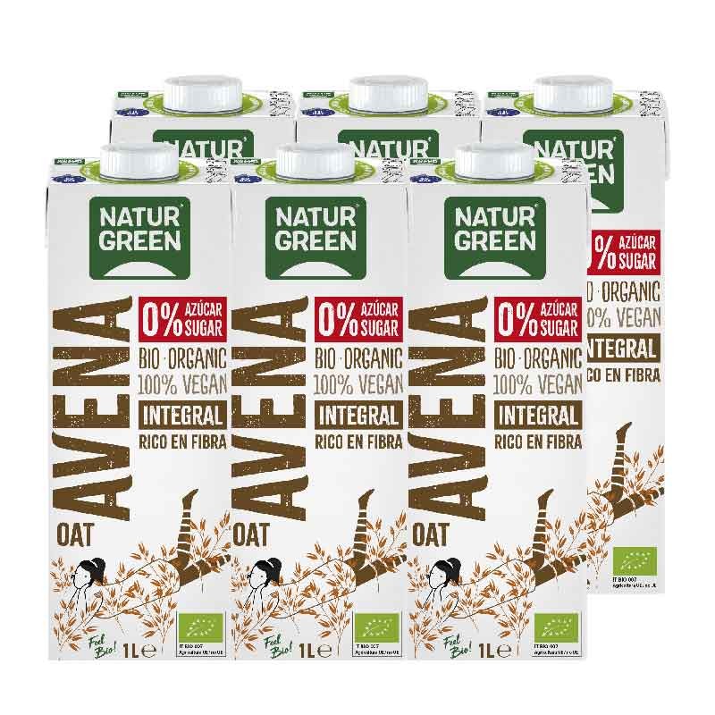 Bebida de aveia integral 0% de açúcar BIO 6x1L Naturgreen