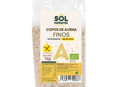 Flocos de aveia sem glúten fino bio 1 kg de sol natural