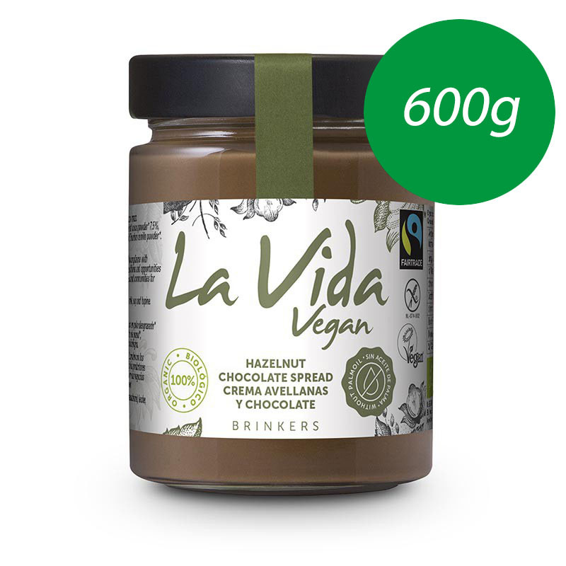 Creme de chocolate com avelãs vegan bio 600g The Life Vegan