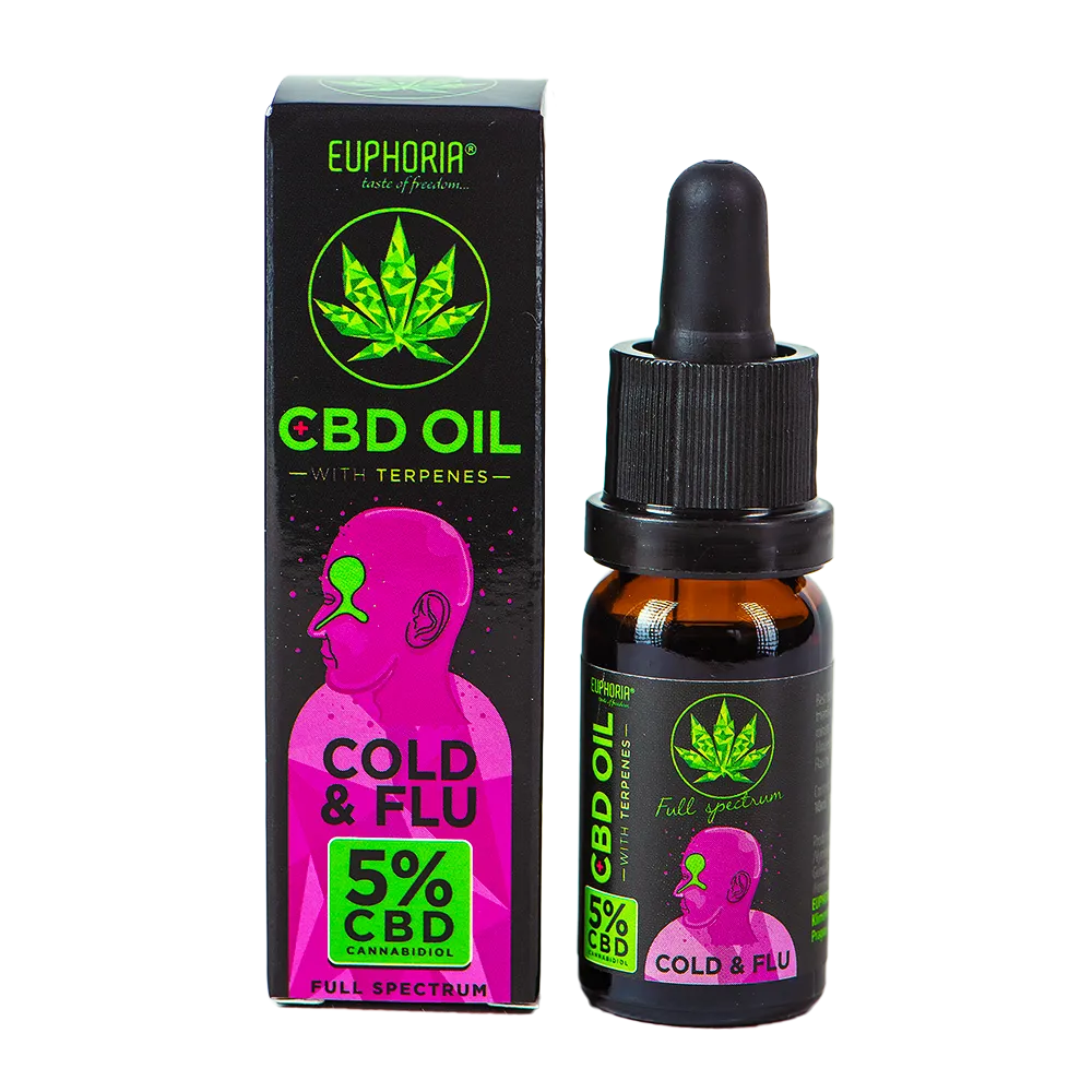 CBD Oil 5% com Terpenos 10ml 500mg Cold & Flu Euphoria