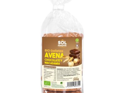 Chocolate e macadâmia bio 200g Sol Biscoitos naturais