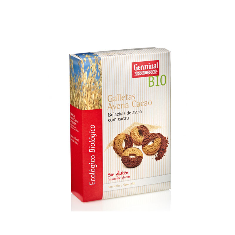 Biscoitos de aveia sem glúten com bio 250 g de cacau