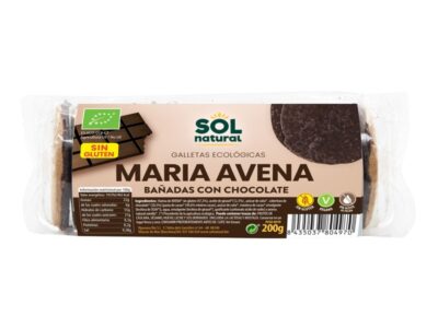Maria de Avena biscoitos Bañadas Chocolate Sin Bio 200G Sol Natural