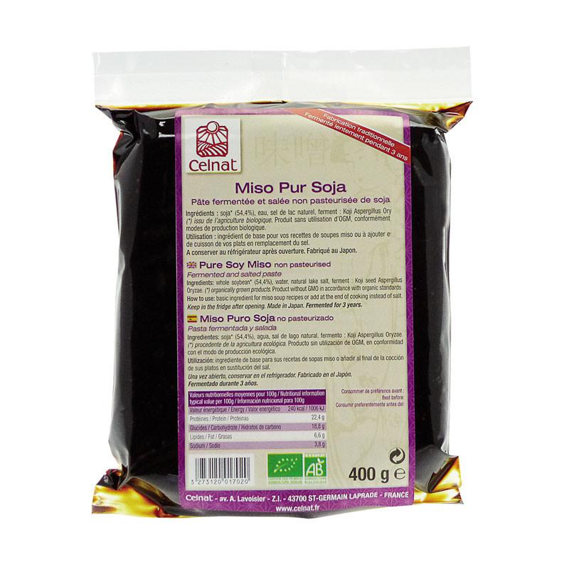 Hatcho miso (soja) não pasteurizado bio 400g Celnat