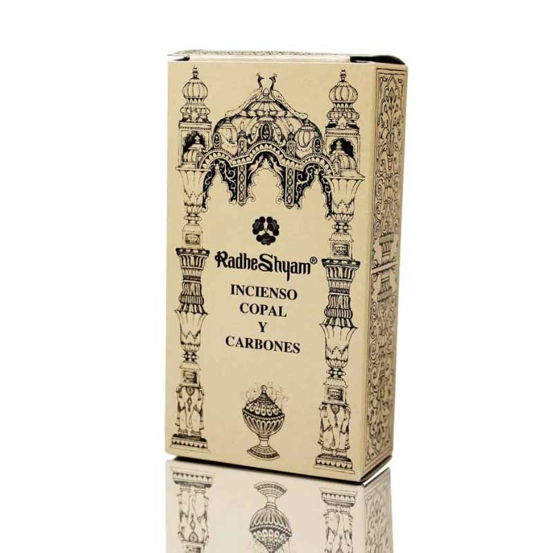 Incenso copal 50g e carbono 10u radhe shyam