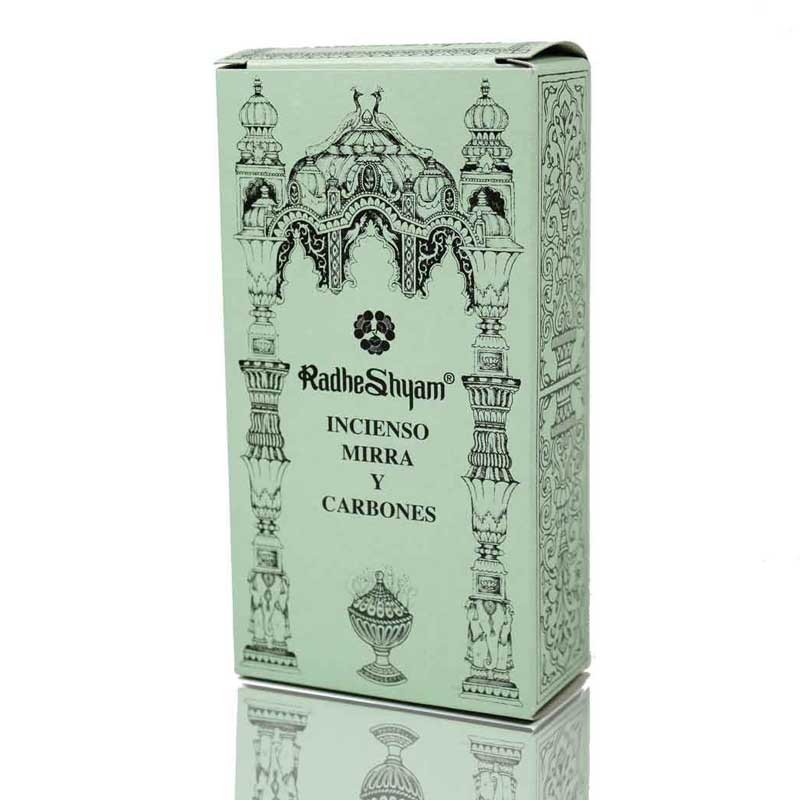 Incenso 50g mirra e carbono 10u radhe shyam