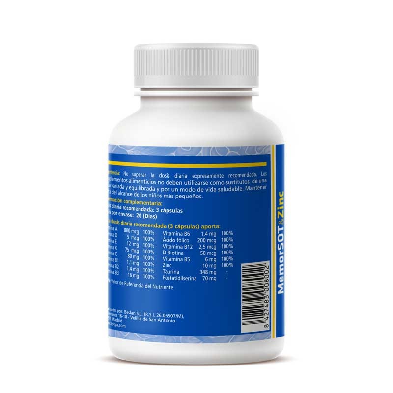 Memoryot & Zinc 750mg 60 Sotya Capsulas - Image 2