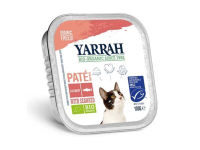 Pate para gatos com salmão Tarrina Bio 100g Yarrah