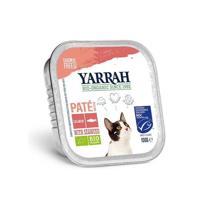 Pate para gatos com salmão Tarrina Bio 100g Yarrah