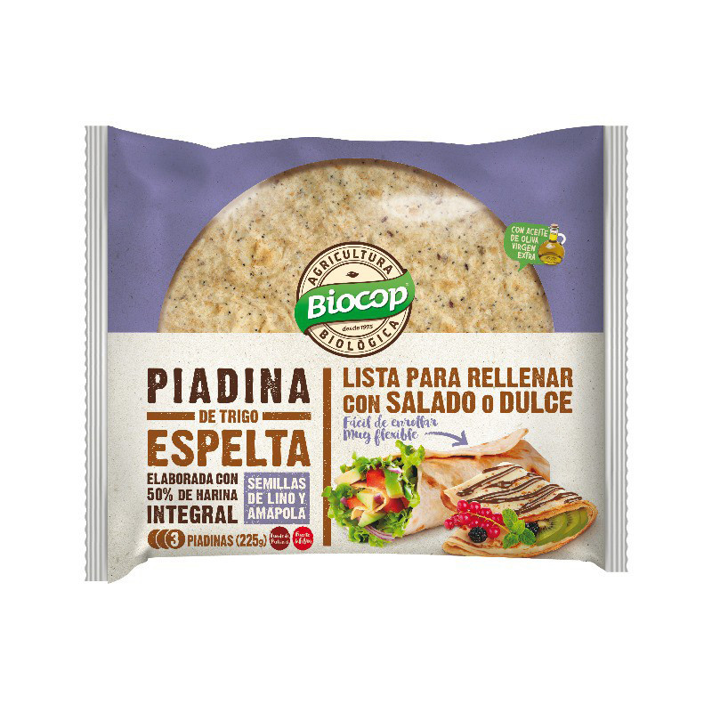 Trigura Piadina Spell com sementes de linho e bio 225g biocop