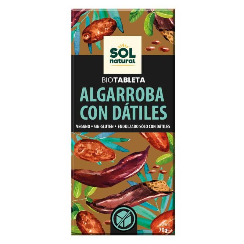 Comprimido de carob com datiles bio 70g Natural Sun
