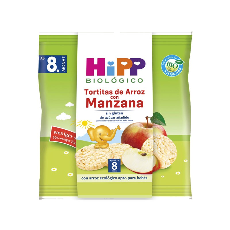 Panquecas de arroz com bio 30g hipp maçã